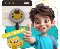 Тестирование & Vibe Debug. Охотники за багами - КИБЕРшкола программирования для детей, компьютерные курсы для школьников, начинающих и подростков - KIBERone г. Боровичи
