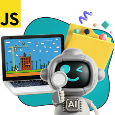 Язык программирования JavaScript + AI. Проектное обучение + геймификация + AI-помощники - КИБЕРшкола программирования для детей, компьютерные курсы для школьников, начинающих и подростков - KIBERone г. Боровичи